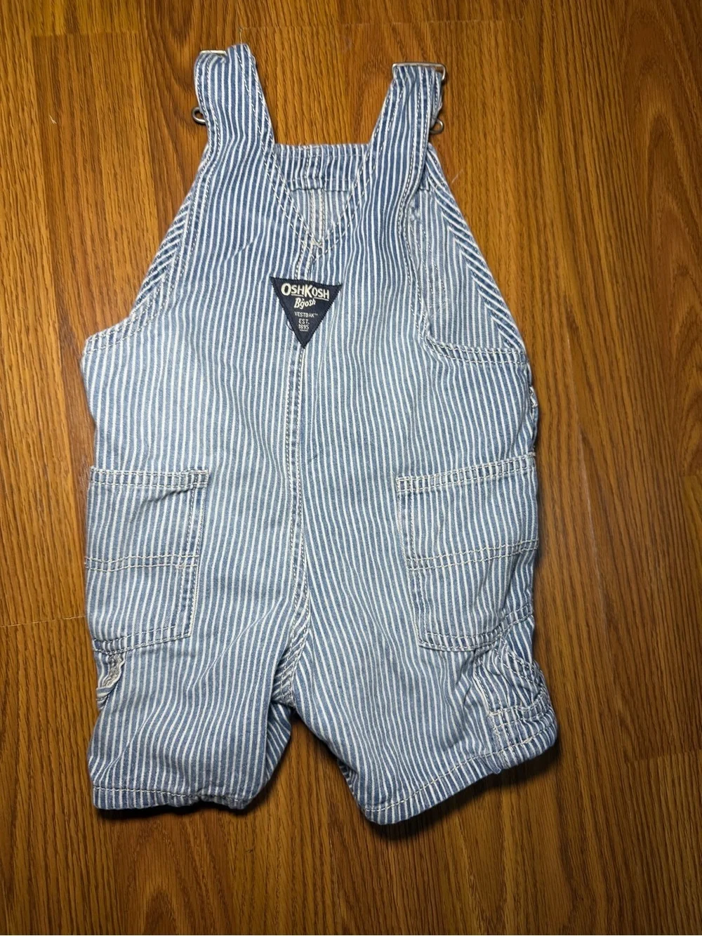 VTG OshKosh B'gosh Vestbak blue and white striped denim overalls 18M